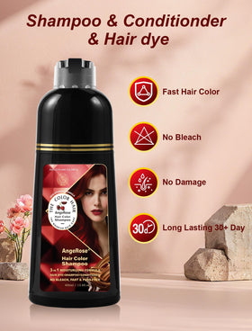 AngeRose bottle close-up label highlighting 3-in-1 color and care