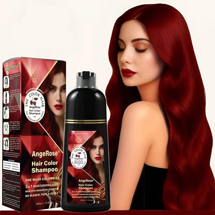 AngeRose front packaging showing wine red bottle and clear usage info, convenient value size