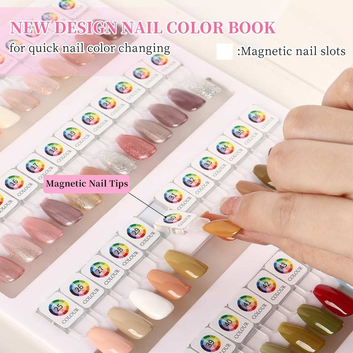 ANGNYA clear magnetic tips array displaying polish finish and opacity