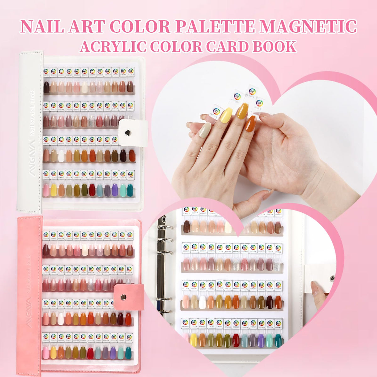 ANGNYA open book showing all pages displays up to 192 organized swatches