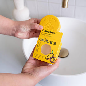ANIHANA lavender bar label detail showing natural ingredients transparency benefit