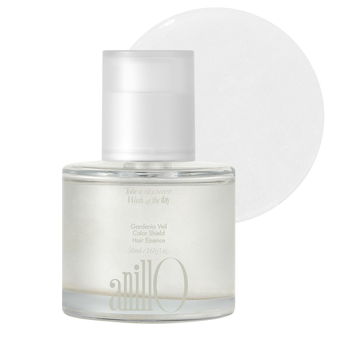 ANILLO bottle front view showing sleek packaging and shine benefit