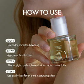 ANILLO applied to towel-dried hair mid-lengths, helps detangle and smooth