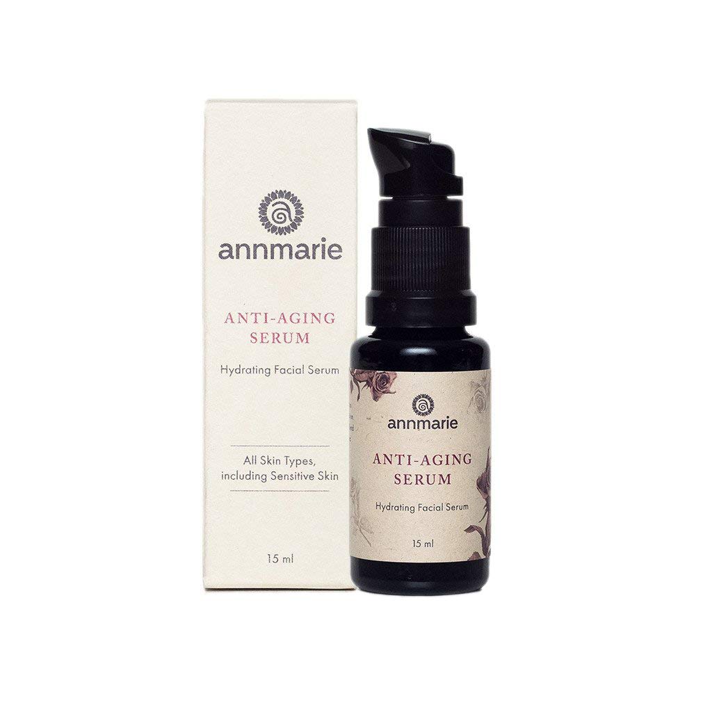 annmarie travel-size bottle front view shows compact anti-aging serum benefit: easy portability