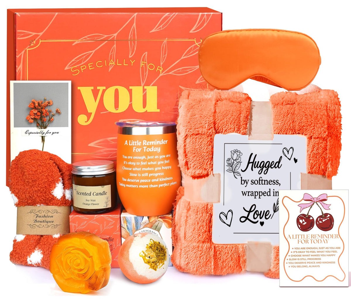ANOTION front view of orange-themed gift box showing full set and presentation benefit