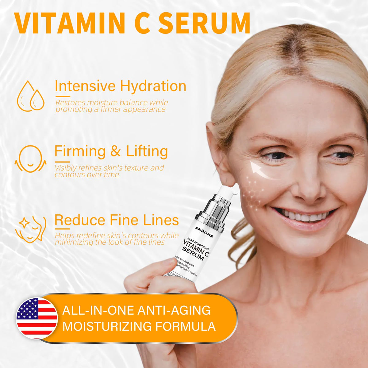 Anroha serum droplet closeup highlights smooth consistency and hydration benefit