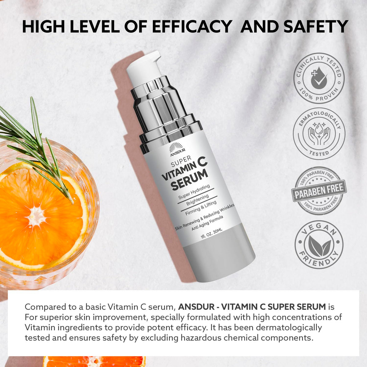 ANSDUR 1 fl oz bottle held in hand showing compact travel-friendly size