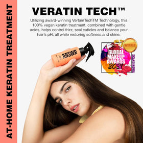 ANSWR application in use on hair section with visible smoothing benefit