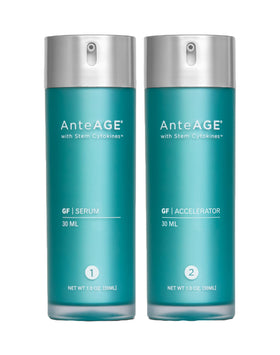 Close-up of AnteAGE serum texture on fingertip highlighting lightweight peptide-rich consistency for smooth application