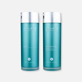 AnteAGE Pro System front packaging showing two 30 ml bottles and clear labels for fast identification and professional use
