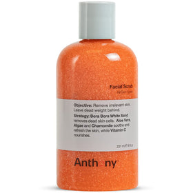 Anthony facial scrub front packaging showing bottle and branding benefits