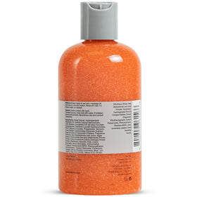 Anthony facial scrub next to measuring cup showing 8 fl oz size and travel-friendly benefit