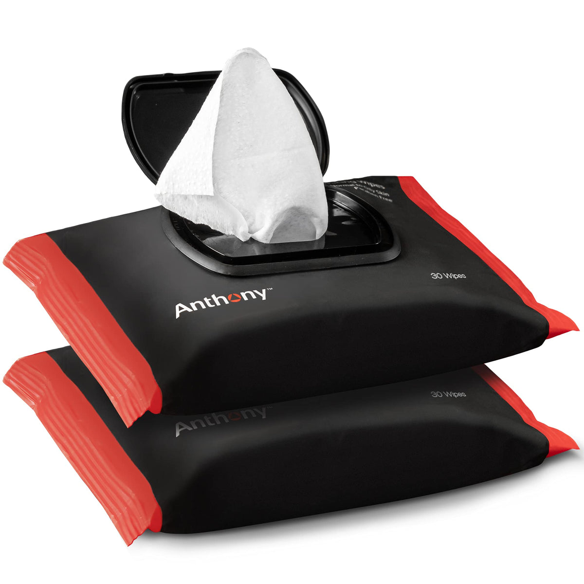 Anthony front packaging showing 30-sheet bag and brand clarity benefit