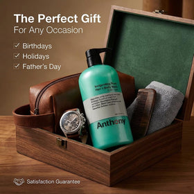 Anthony bottle on bathroom shelf in styled setting conveying daily routine appeal