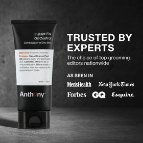 Anthony product staged on bathroom shelf for grooming routine benefit