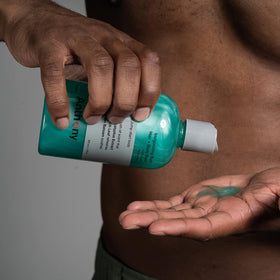 Anthony pump dispensing gel texture demonstrating concentrated lathering