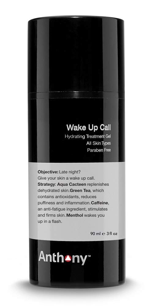 Anthony Wake Up Call front packaging shows bottle and energizing moisturize benefit