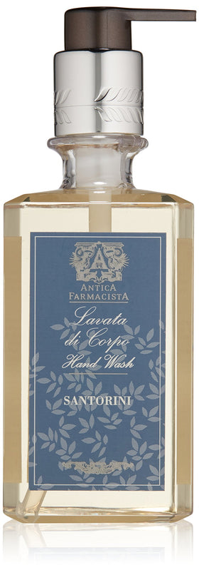 Antica Farmacista santorini front bottle displayed on marble, elegant packaging and scent