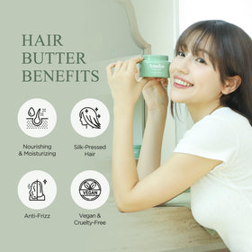Anuko applied to wet hair as a pre-shampoo mask demonstrating easy spread and penetration benefit
