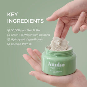 Anuko tub next to a hand to show the 6.7 oz scale and portable treatment convenience