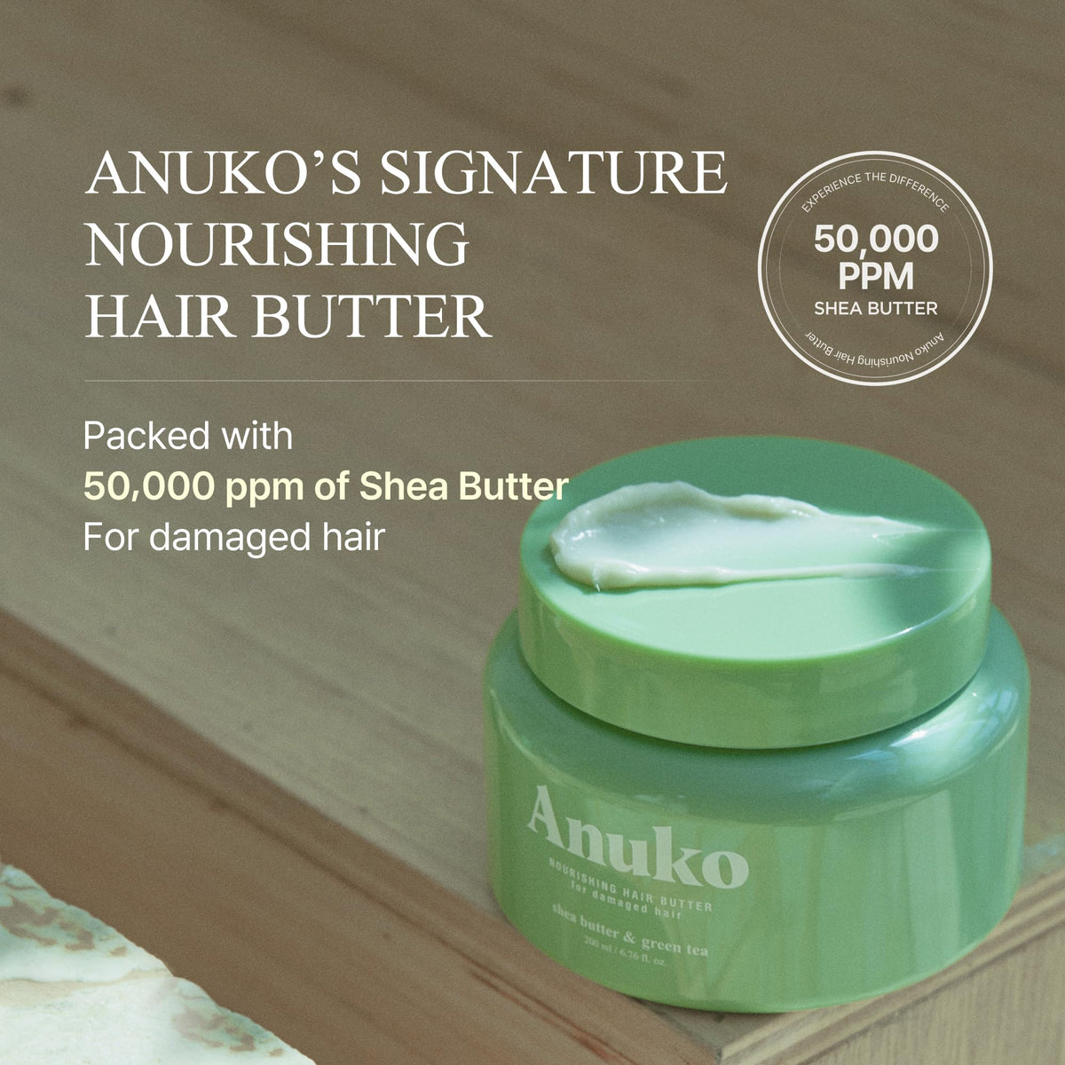 Anuko creamy hair butter texture close-up highlighting shea butter richness for deep nourishment