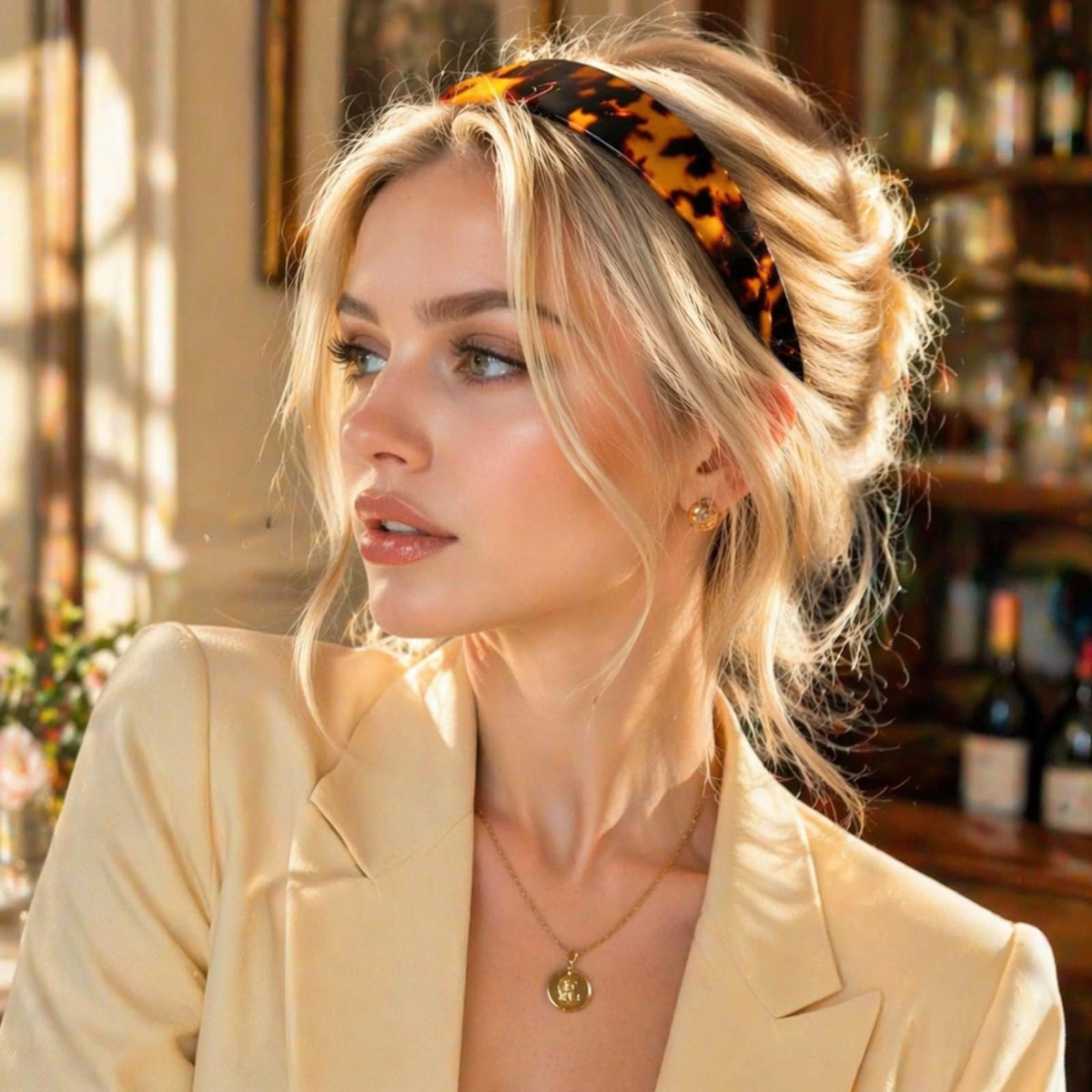 Anvnkl headband styled with office outfit adding chic, professional accent