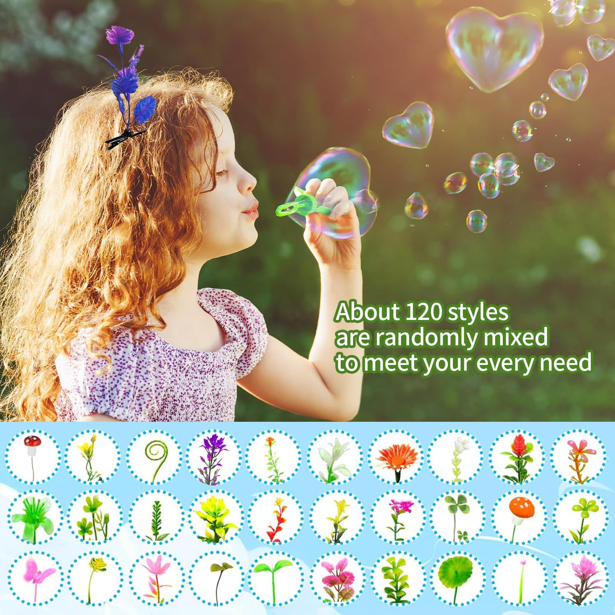 Anyangjia cluster of sprout clips along a braid for festival look