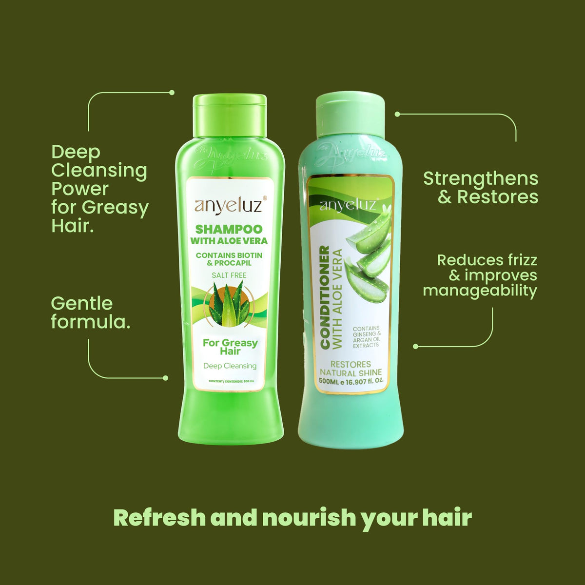 ANYELUZ model with shiny smooth hair after use, visible manageability and reduced frizz benefit