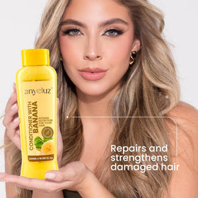 ANYELUZ open cap revealing creamy banana-infused conditioner texture