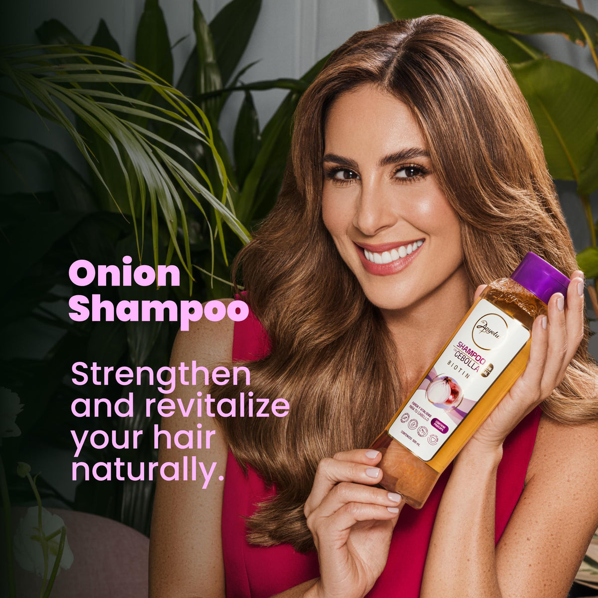 ANYELUZ label close-up emphasizing odorless onion formula and ingredient transparency benefit