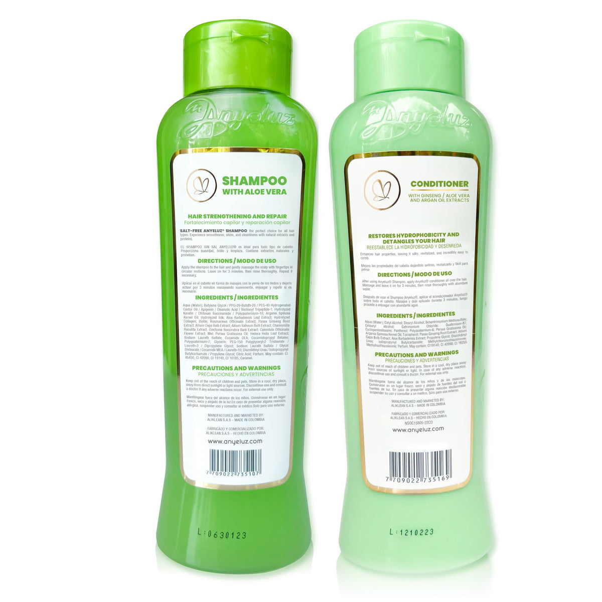 ANYELUZ close-up label showing biotin and ginseng, transparent formula and ingredient clarity benefit