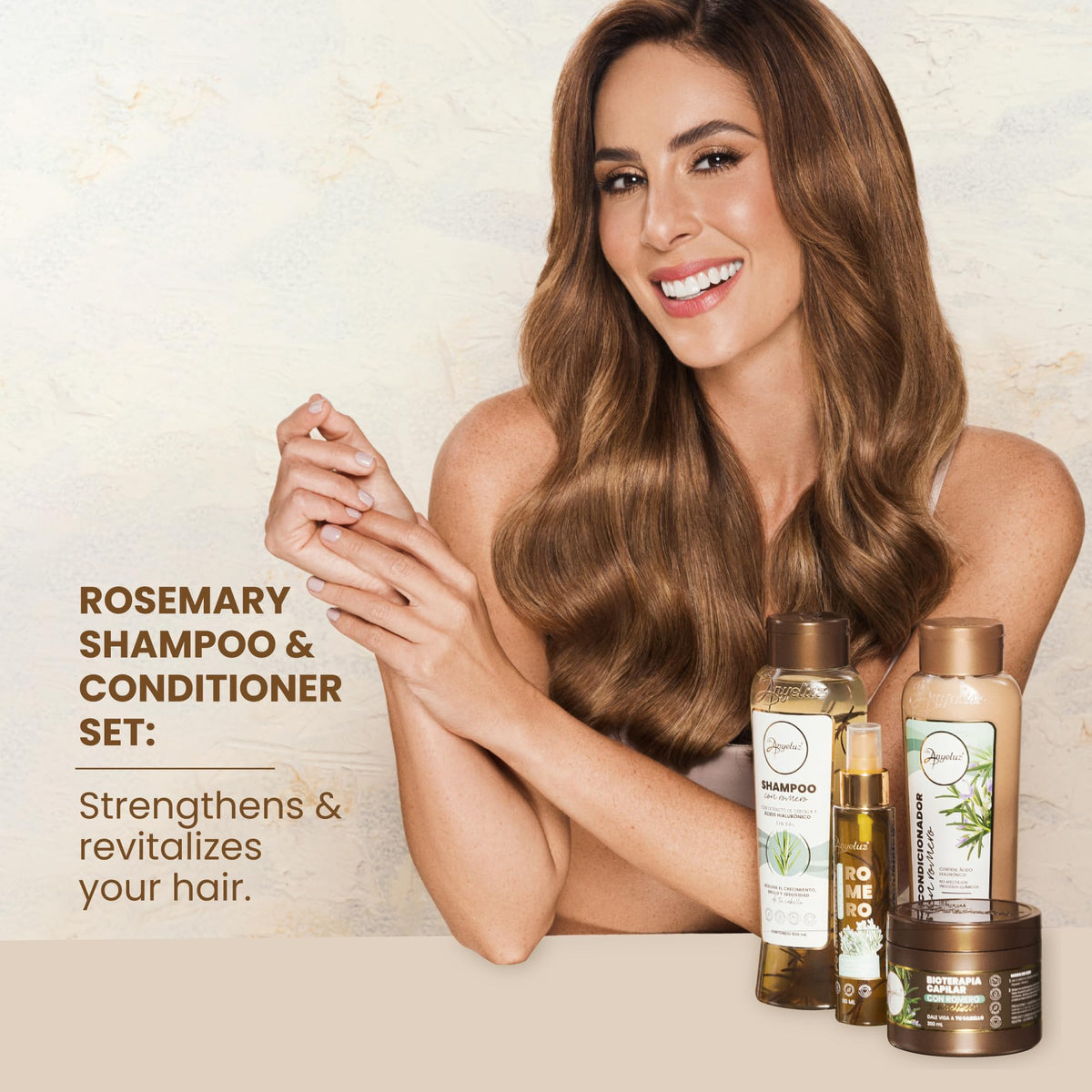 ANYELUZ label close-up highlighting rosemary and ingredient benefits