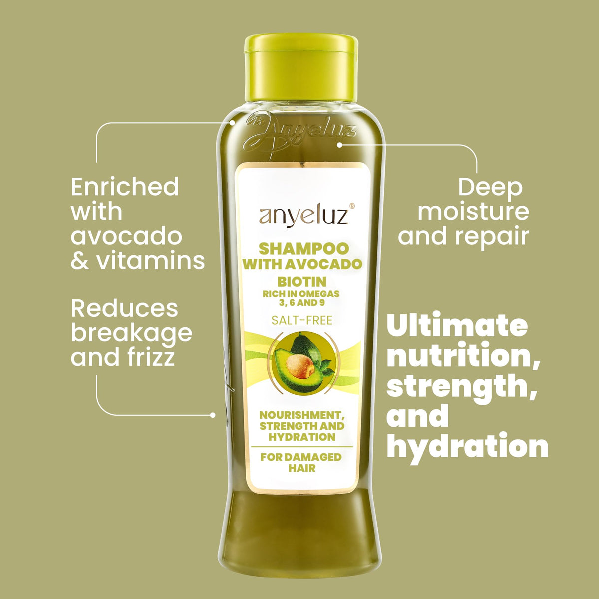 ANYELUZ bottle next to hand showing product size and travel-friendly benefit