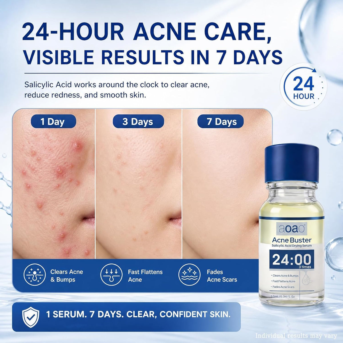 AOAO liquid layer close‑up, salicylic acid delivery for pore clearing benefit