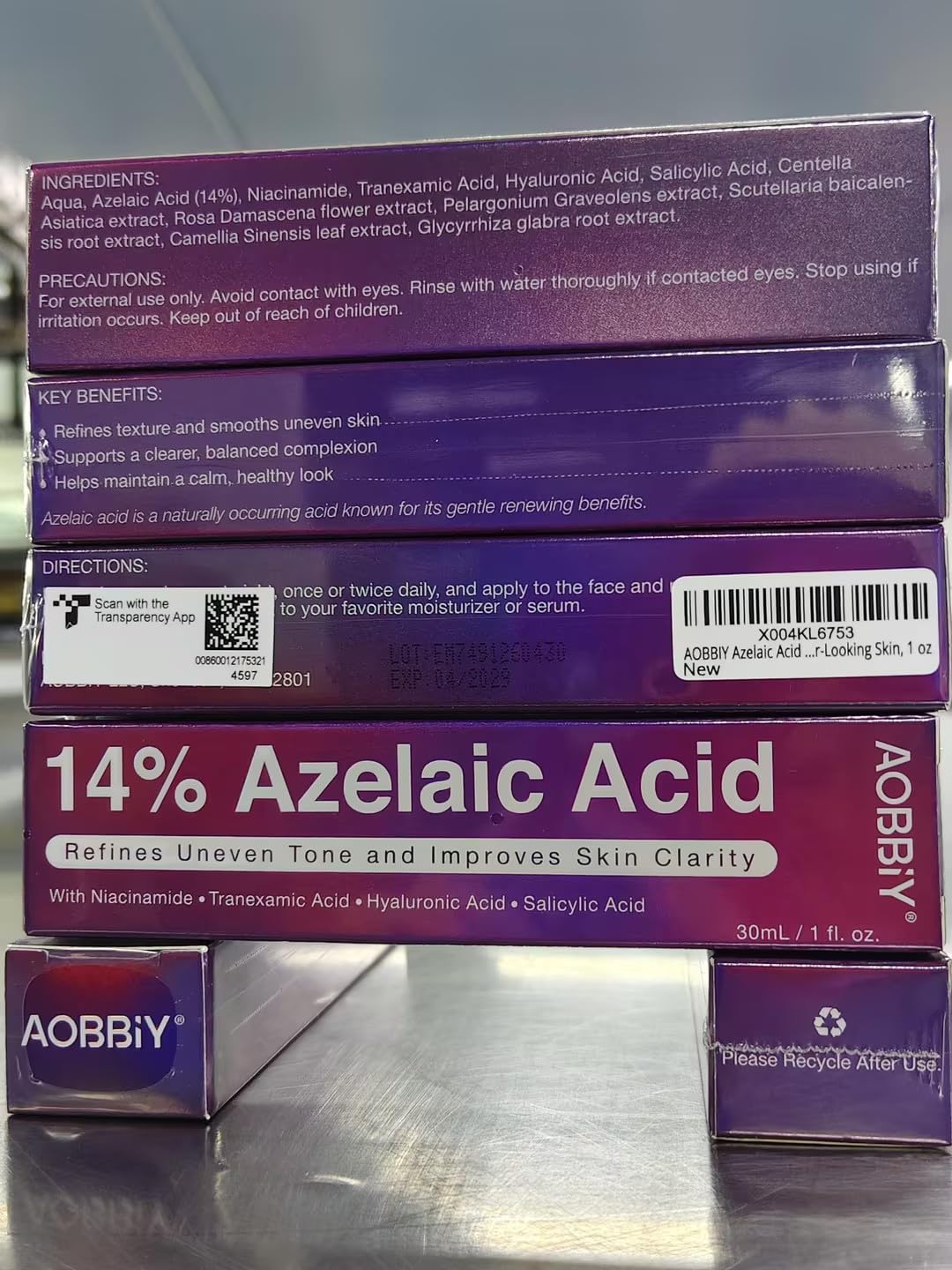 AOBBIY swatch before and after showing improved-looking skin texture