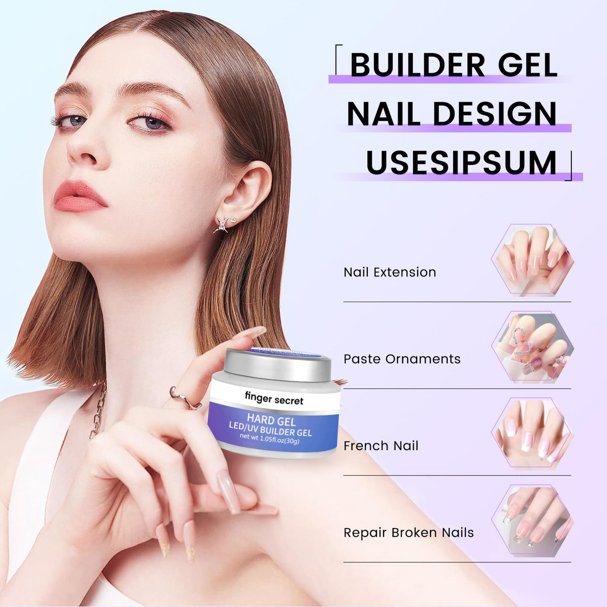 AOBOO before and after nail extensions showing stronger, longer nails