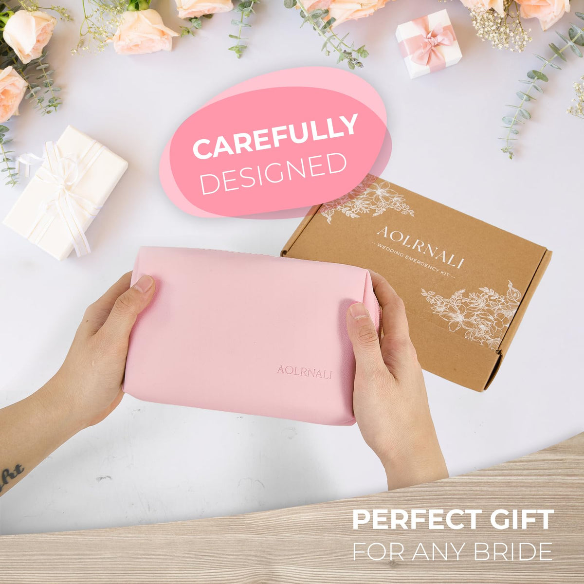AOLRNALI compact mirror with manicure set emphasizing grooming and photo-ready results