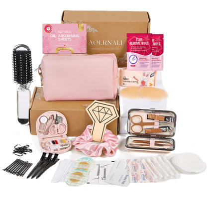 AOLRNALI front view of bridal emergency kit packaging showing compact design and elegance