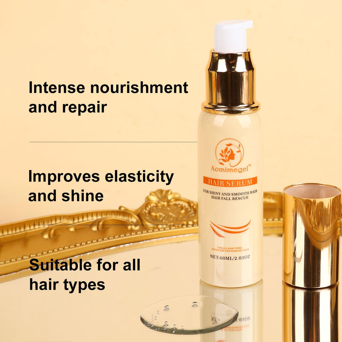 Aomimegel being applied to damp hair demonstrating easy spread and nourishment