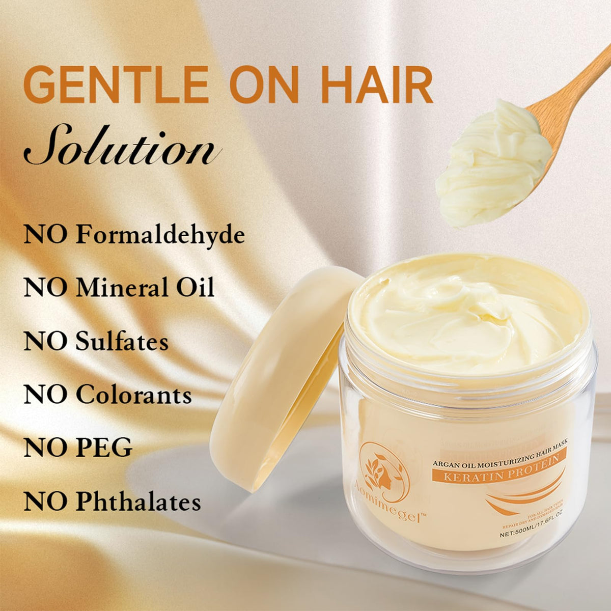 Aomimegel being applied to damp hair to demonstrate repair and improved manageability