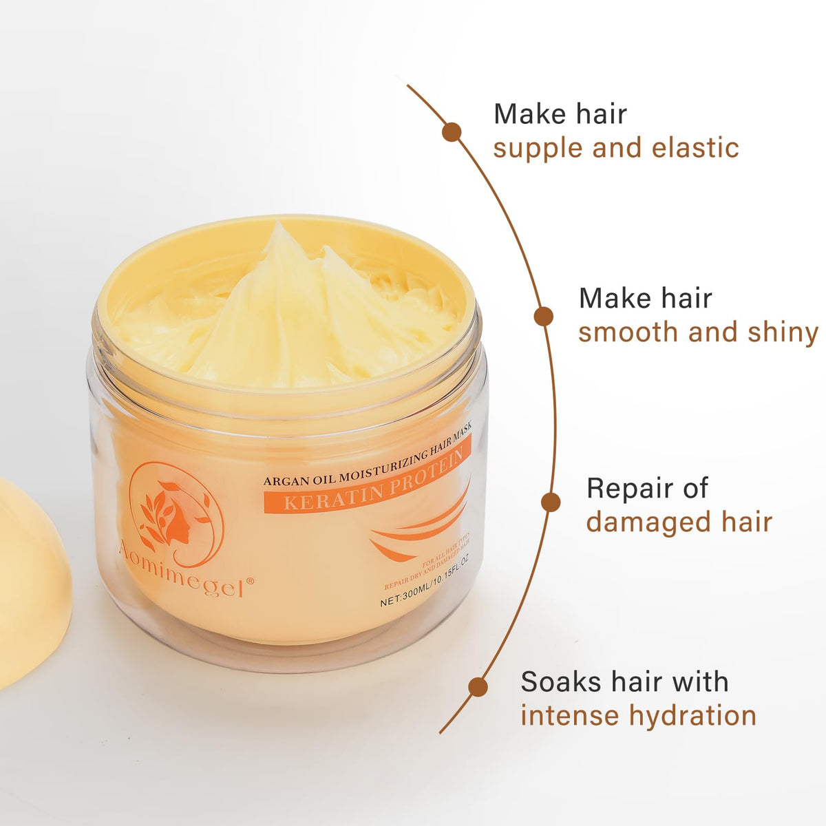 Aomimegel argan oil pump detail emphasizing controlled dispensing and lightweight shine