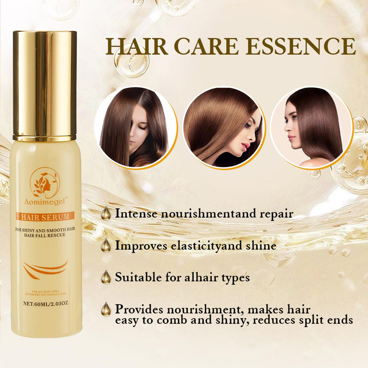 Aomimegel before and after ends comparison reducing split-end appearance
