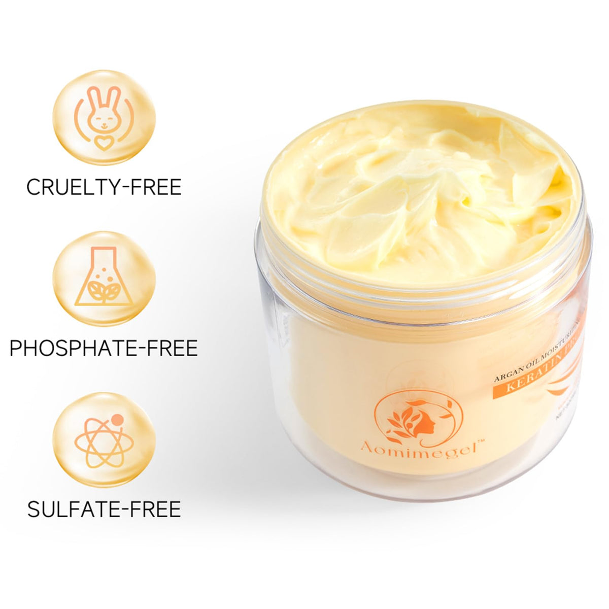 Aomimegel creamy texture on hand illustrating rich blend and easy absorption benefit