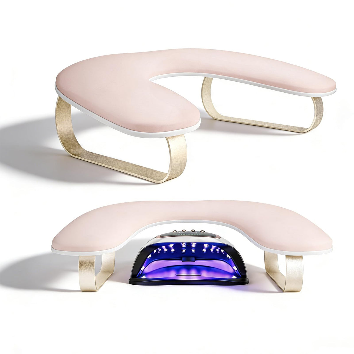 AONOLOVO front profile pink arm rest showing sleek silhouette and client comfort