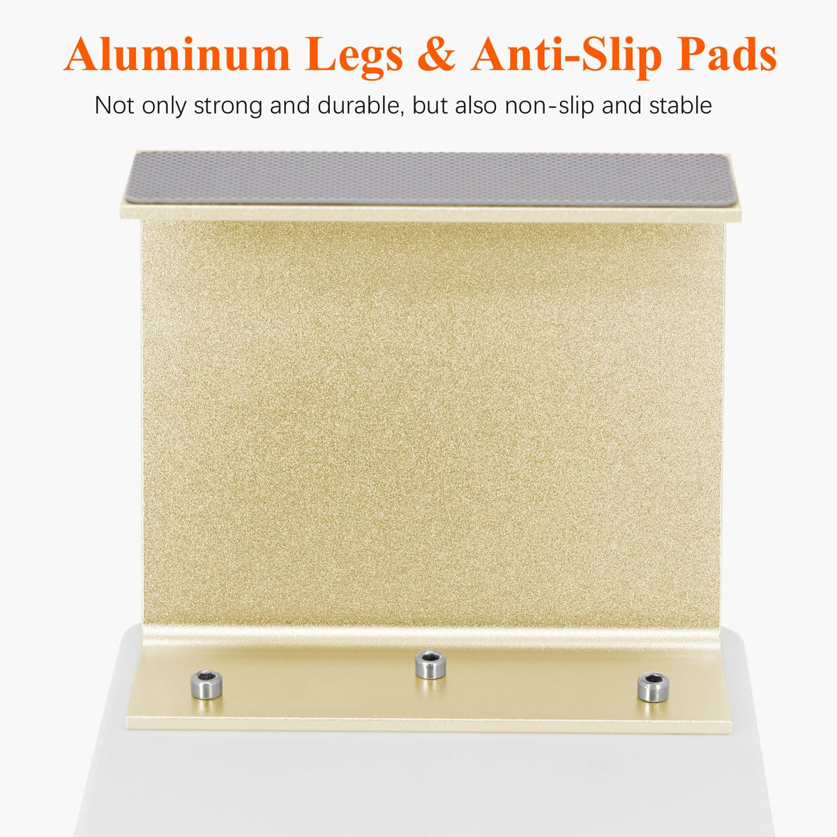 AONOLOVO side view highlighting trapezoidal aluminum legs for stable support