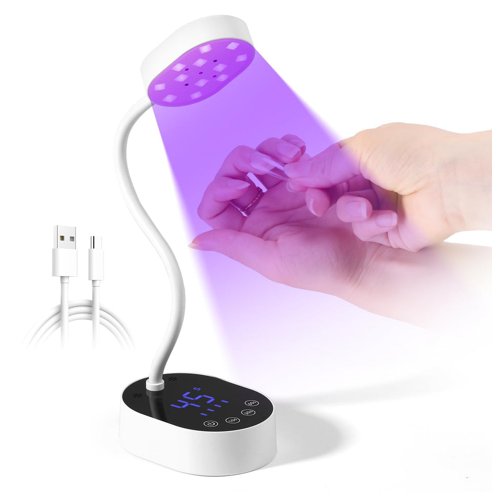 AORAEM front view of white UV lamp showing compact form and quick curing benefit