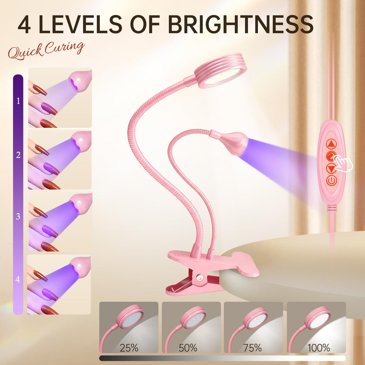 AORAEM gooseneck clamp mounted on desk for stable hands‑free manicures