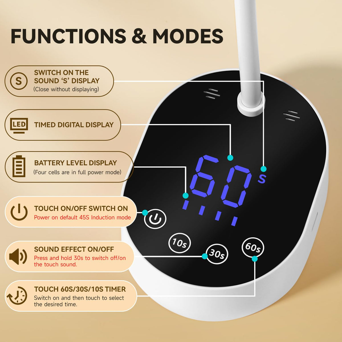 AORAEM LCD display and timer indicating easy setting and battery readout benefit