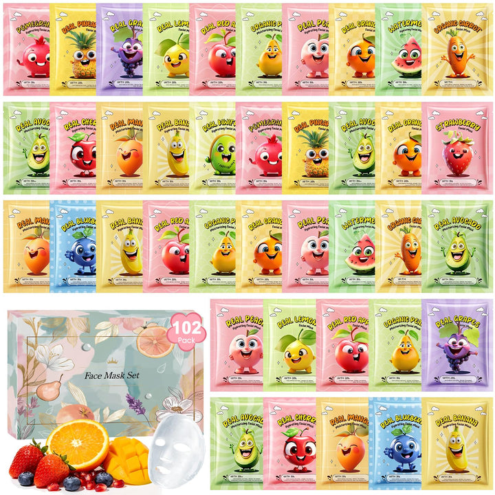 Aottom front packaging showing 102-piece mask set, convenient bulk supply benefit