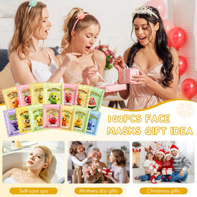 Spa party scene with Aottom masks on table, perfect for gifting and group use
